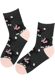 SELMA dark grey cotton cat socks | Sokisahtel