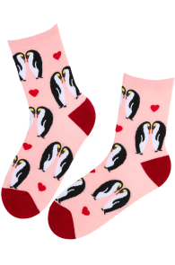 SELMA pink cotton penguin socks | Sokisahtel