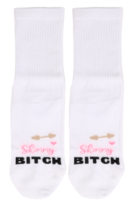 SKINNY BITCH white cotton socks | Sokisahtel