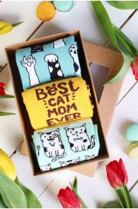 CAT MOM Mother's Day gift box with 3 pairs of socks | Sokisahtel