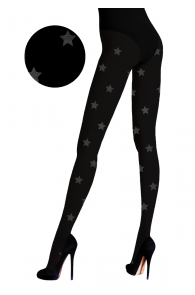 Женские фантазийные колготки черного цвета с узором в виде блестящих звездочек STELLE | Sokisahtel