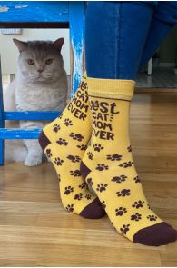 Женские хлопковые носки с кошачьими лапками ко Дню Матери BEST CAT MOM (Лучшая мама-кошка) | Sokisahtel