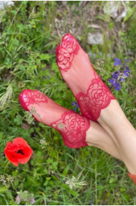 TERESA red lace socks for women | Sokisahtel