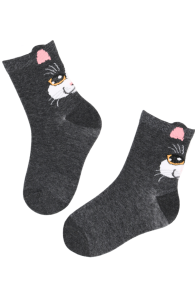 Хлопковые детские носки серого цвета с милыми котятами STIINE | Sokisahtel