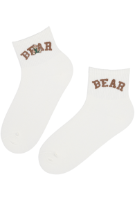 TERRA white socks with a bear | Sokisahtel