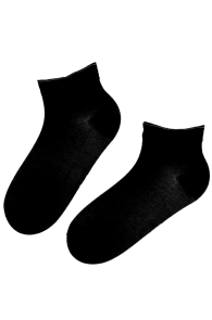 Хлопковые укороченные (спортивные) носки чёрного цвета с блестящей кромкой TESSA | Sokisahtel