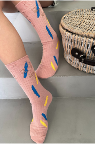 Светло-розовые хлопковые носки в "рваном" стиле TREVISO | Sokisahtel