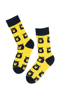 Хлопковые носки желтого цвета с изображением медвежьих мордочек для мужчин и женщин BROWNBEAR | Sokisahtel