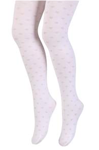 DAPHNE white tights with hearts for children | Sokisahtel