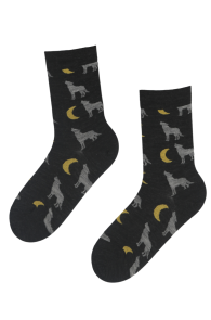 WOLFSTAR merino wool socks with wolves | Sokisahtel